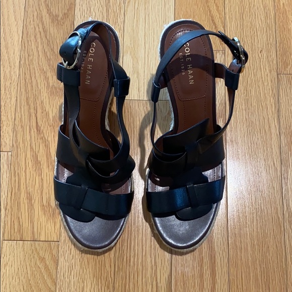 Cole Haan Black/wood Sandals Size8 - Picture 3 of 5